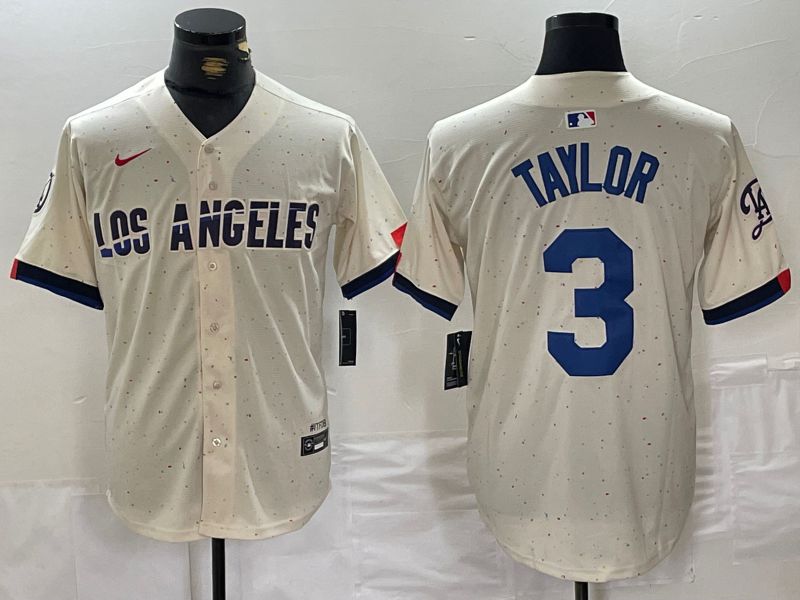 Men Los Angeles Dodgers #3 Taylor Cream Fashion Nike Game MLB Jersey style 1->los angeles dodgers->MLB Jersey